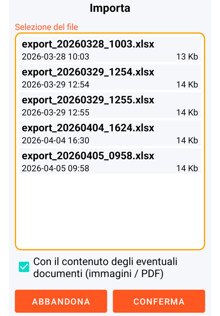 LocalSafeBox - Gestione del file XLSX da importare
