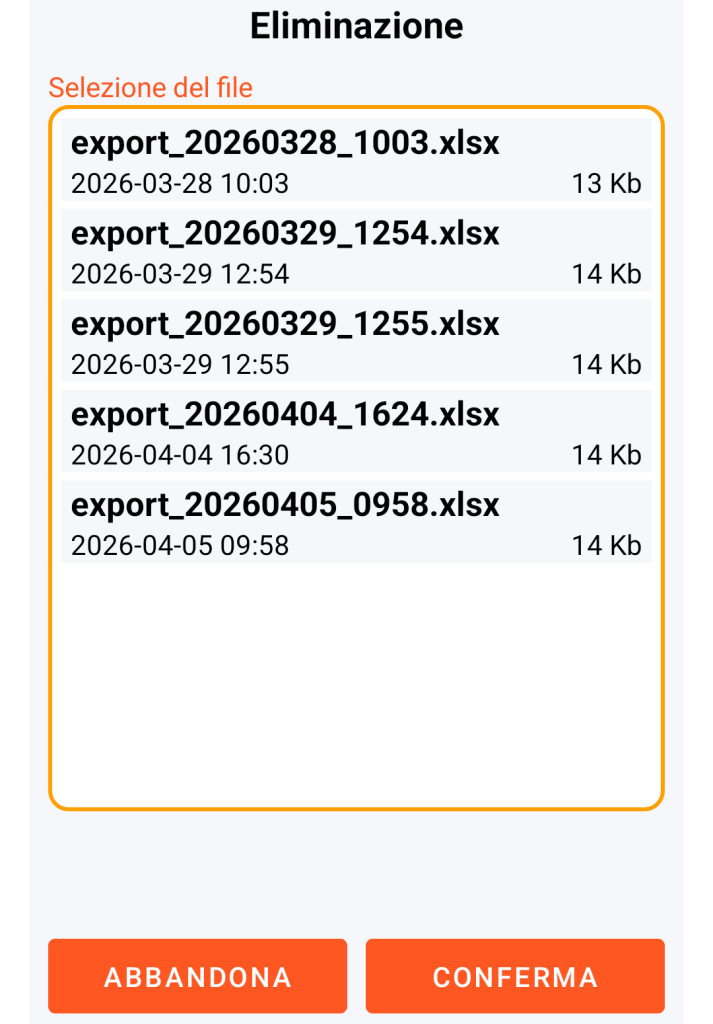 LocalSafeBox - Gestione del file XLSX da eliminare