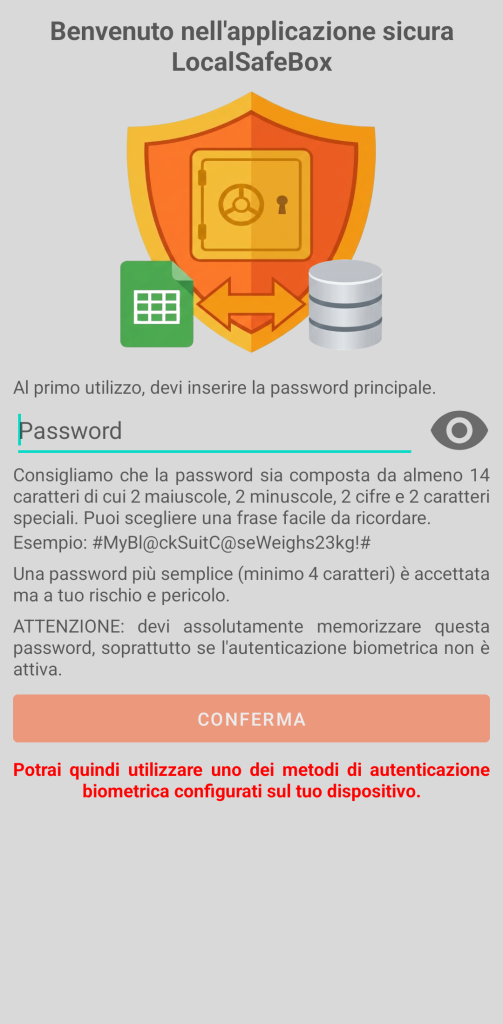 LocalSafeBox - Autenticazione iniziale
