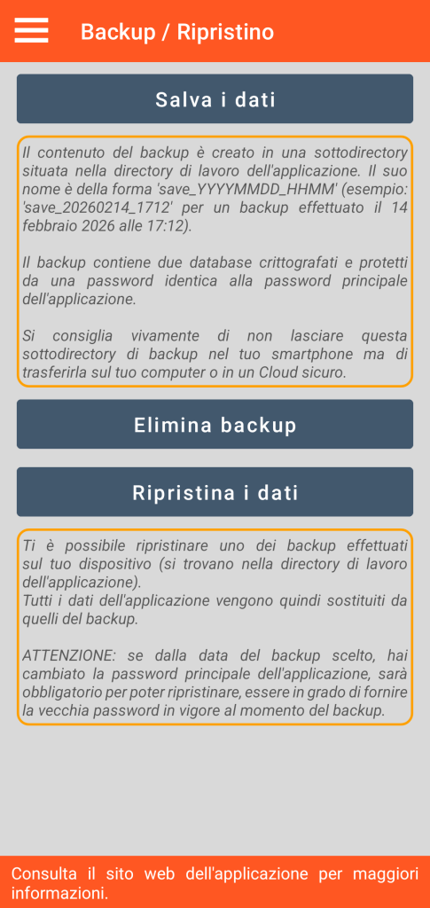 LocalSafeBox - Gestione dei salvataggi e dei ripristini