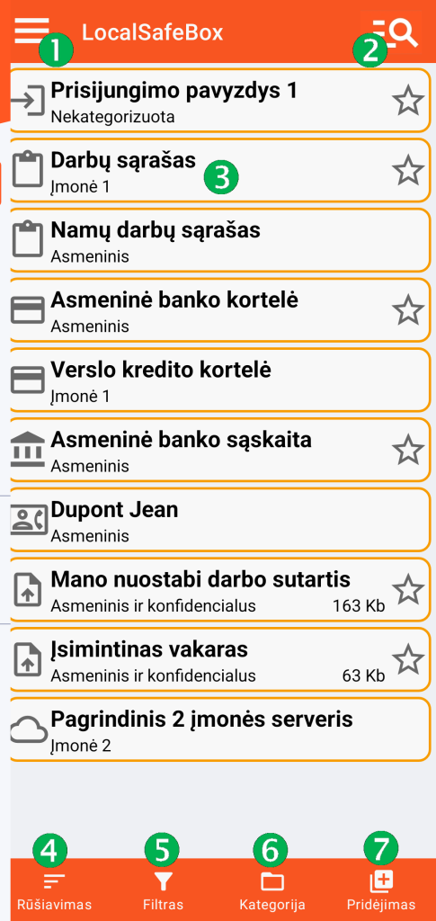 LocalSafeBox - Pagrindinis ekranas