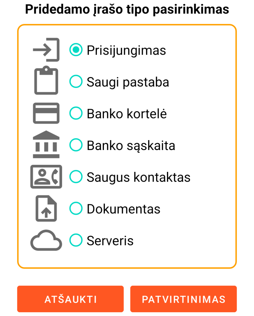 LocalSafeBox - Įrašo pridėjimas