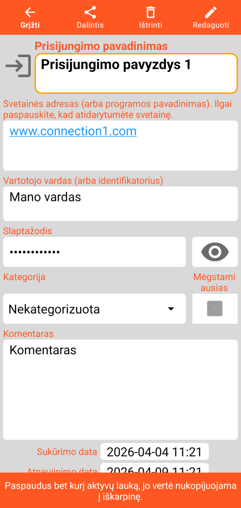 LocalSafeBox – prisijungimo peržiūra