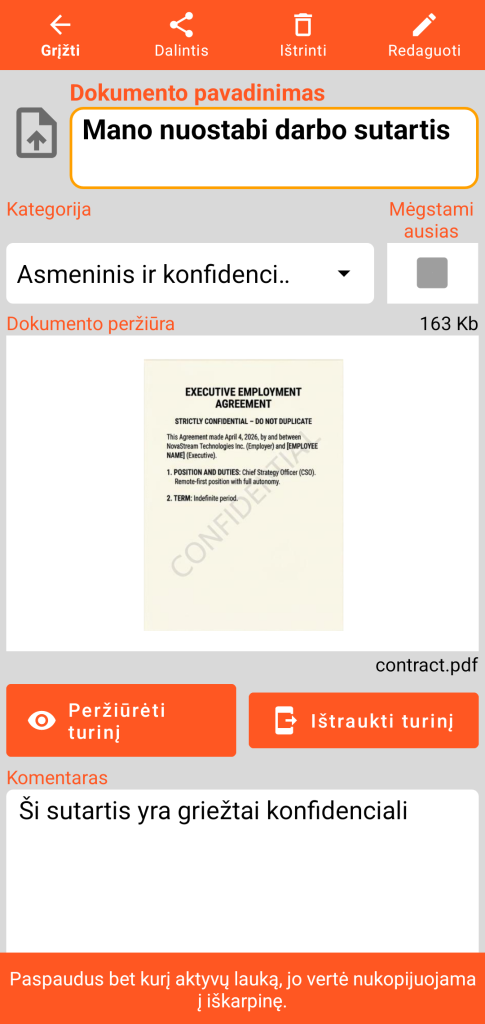 LocalSafeBox – Document su PDF failu peržiūra