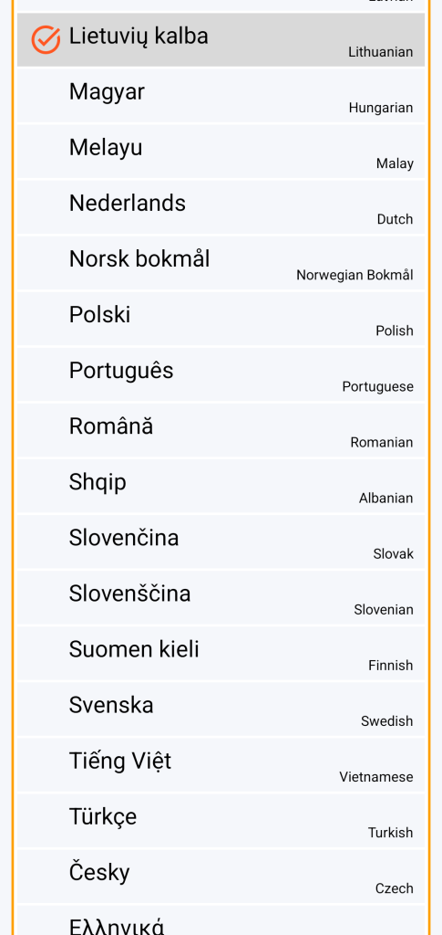 LocalSafeBox - Kalbos pasirinkimas