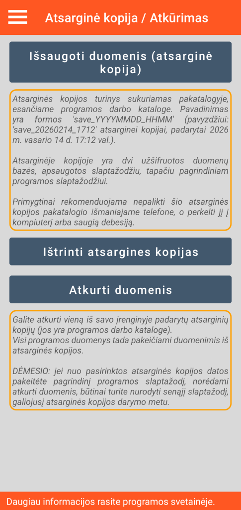 LocalSafeBox - Atsarginių kopijų ir atkūrimų valdymas