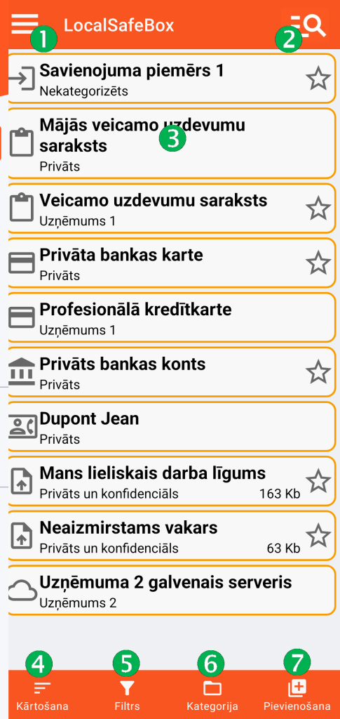 LocalSafeBox - Galvenais ekrāns