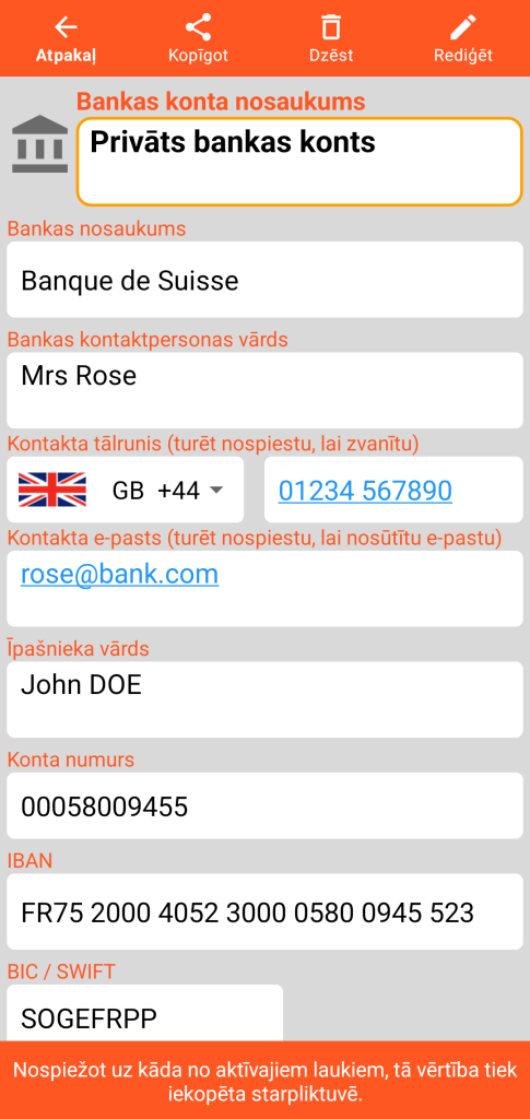 LocalSafeBox - Bankas konts skatīšana