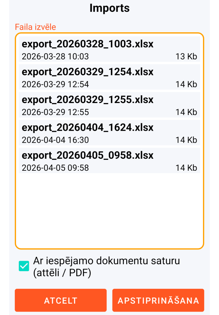 LocalSafeBox - Importējamā XLSX faila pārvaldība