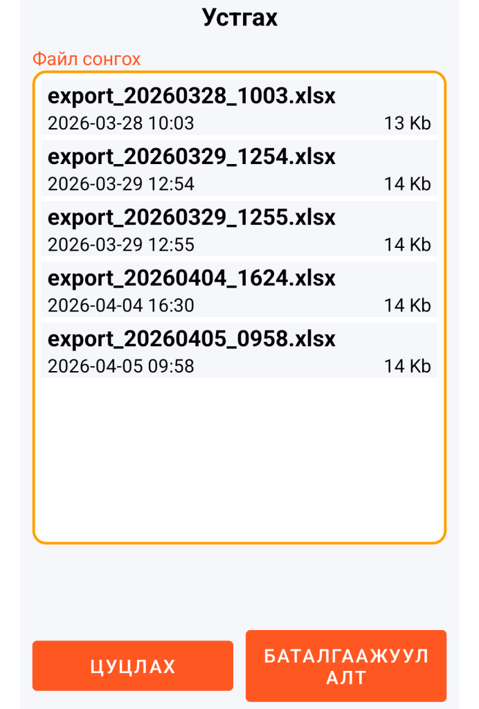 LocalSafeBox - Устгах XLSX файлын удирдлага