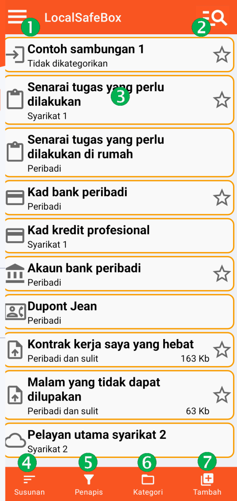 LocalSafeBox - Skrin utama