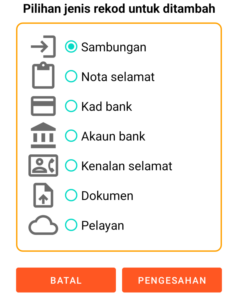 LocalSafeBox - Penambahan rekod