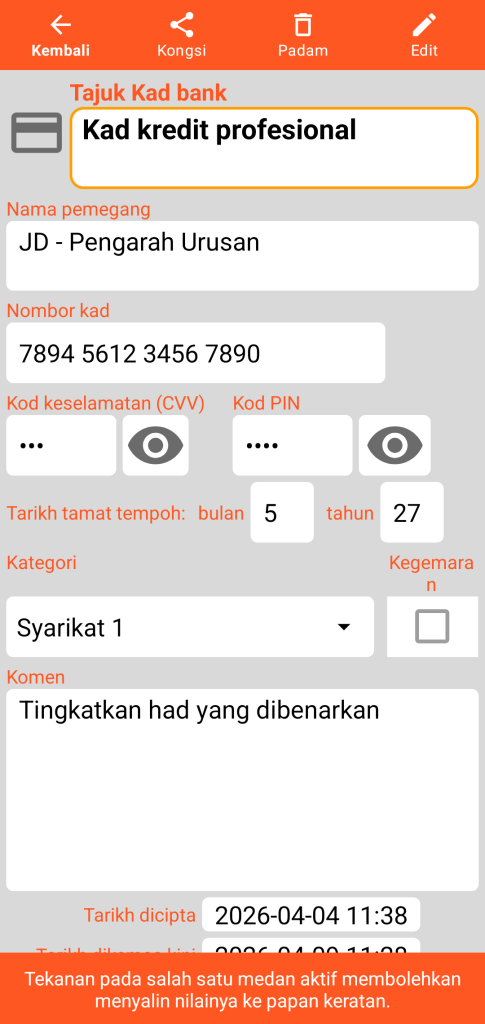 LocalSafeBox - Perundingan Kad bank
