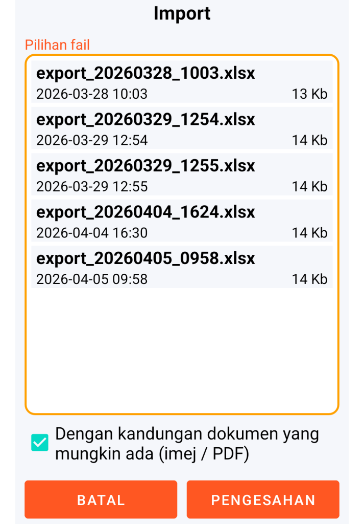 LocalSafeBox - Pengurusan fail XLSX untuk diimport