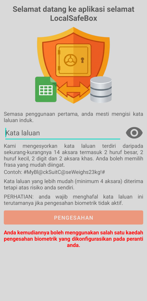 LocalSafeBox - Pengesahan awal