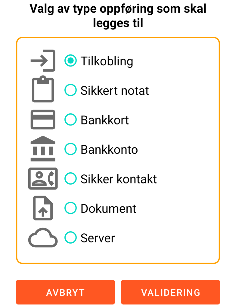 LocalSafeBox - Legge til en oppføring