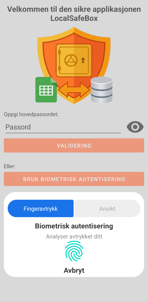 LocalSafeBox - Vanlig autentisering