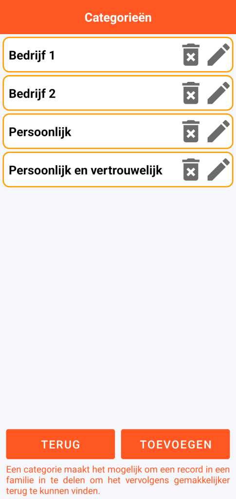 LocalSafeBox - Categoriebeheer