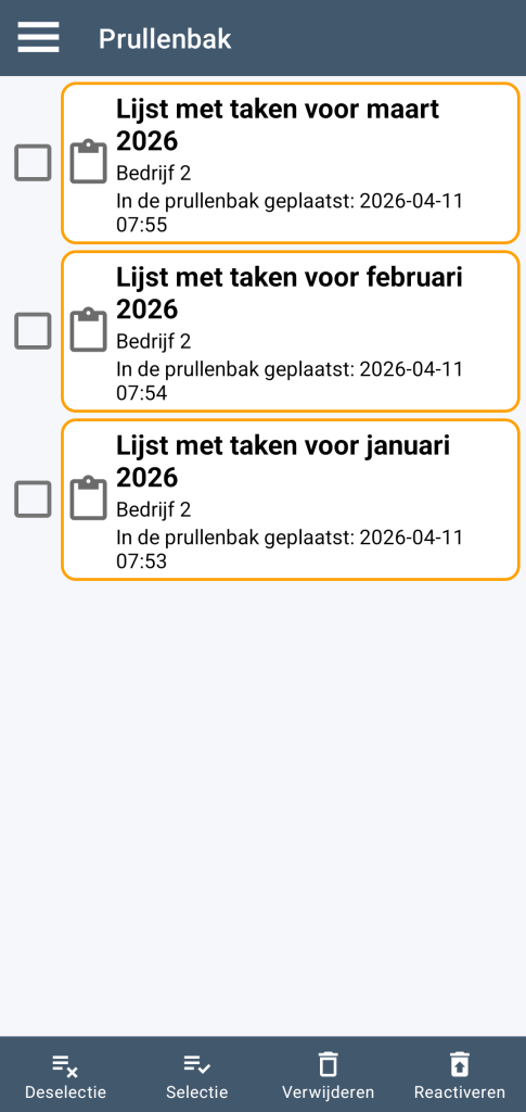 LocalSafeBox - Beheer van de Prullenbak