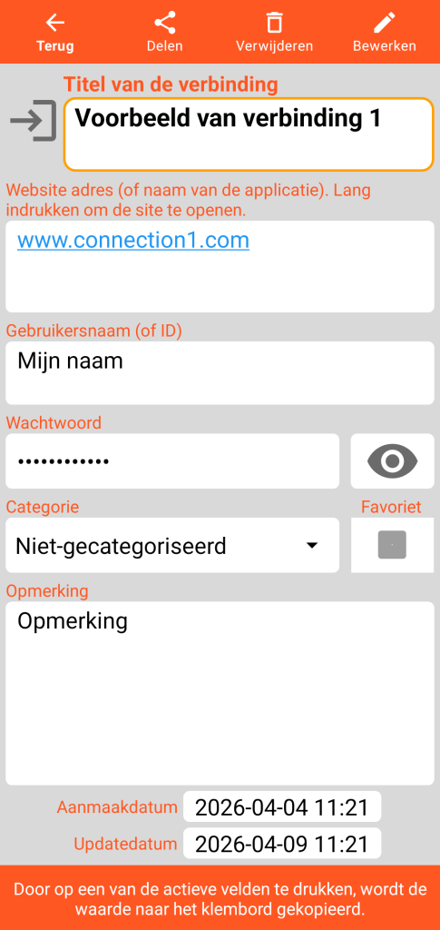 LocalSafeBox - Raadpleging van een Verbinding