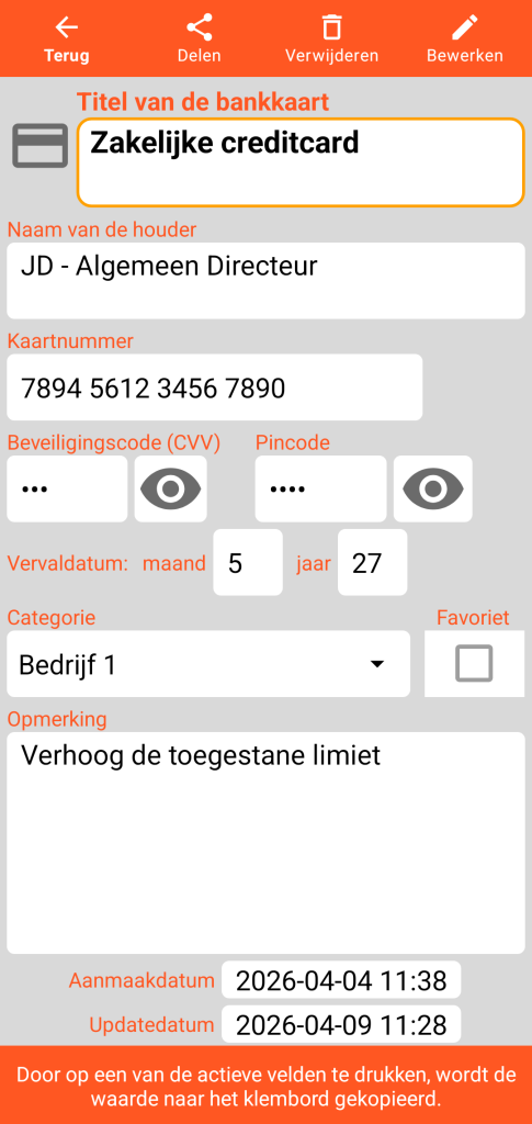 LocalSafeBox - Raadpleging van een Bankkaart