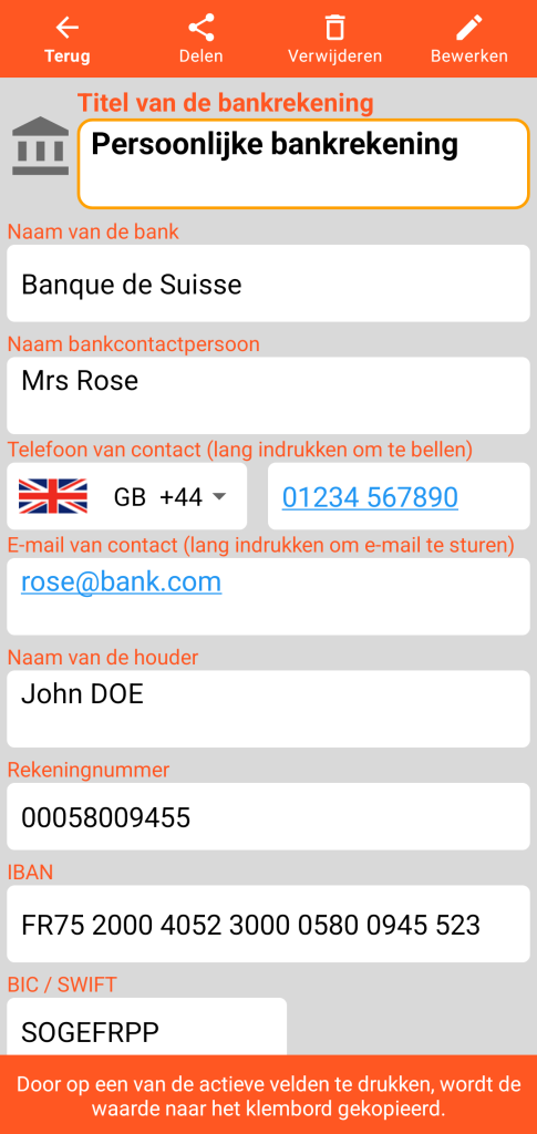 LocalSafeBox - Raadpleging van een Bankrekening
