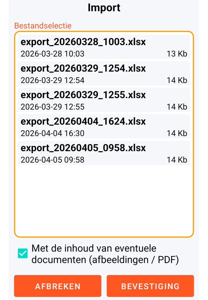 LocalSafeBox - Beheer van het te importeren XLSX-bestand