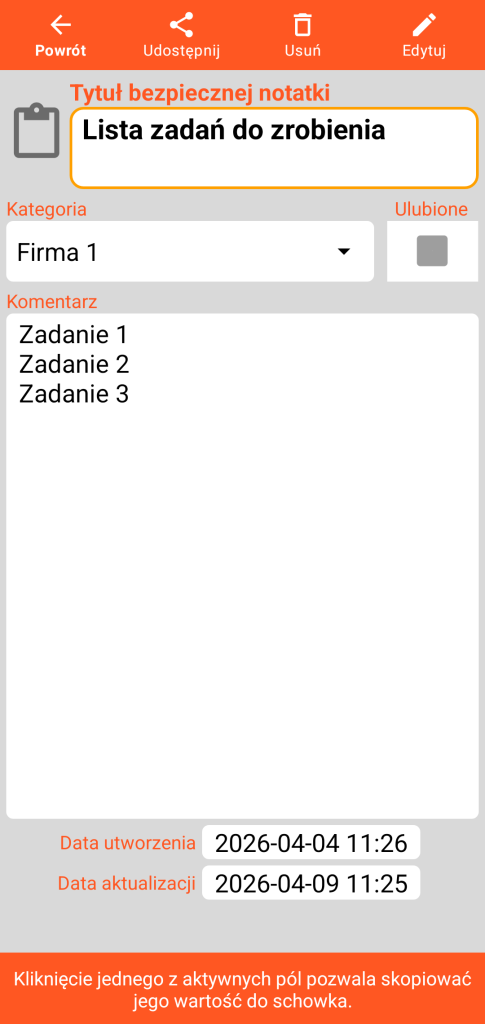 LocalSafeBox - Przeglądanie bezpiecznej notatki