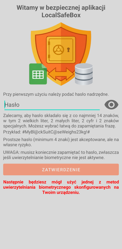 LocalSafeBox - Uwierzytelnianie początkowe