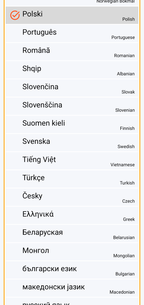 LocalSafeBox - Wybór języka