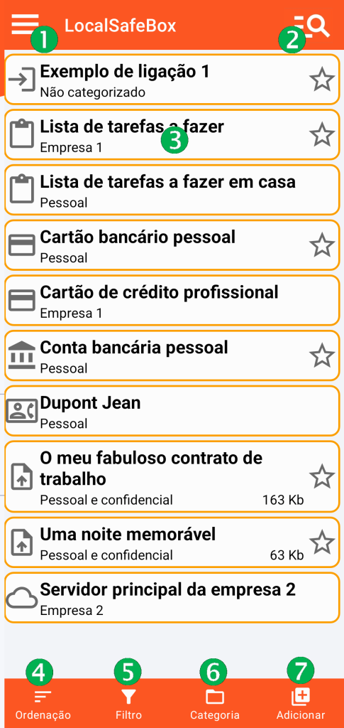 LocalSafeBox - Ecrã principal