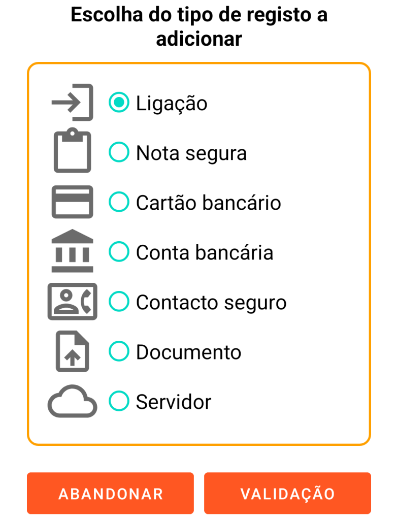 LocalSafeBox - Adição de um registo