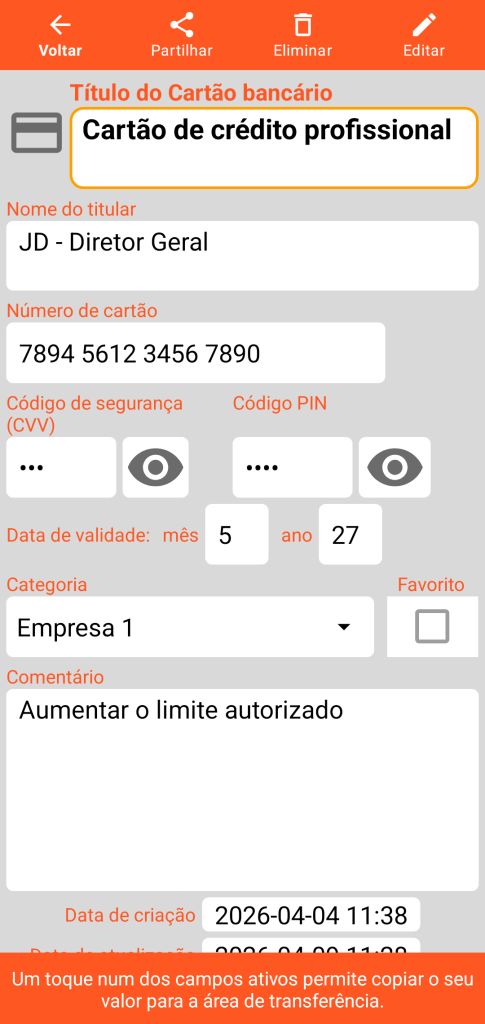 LocalSafeBox - Consulta de um Cartão bancário