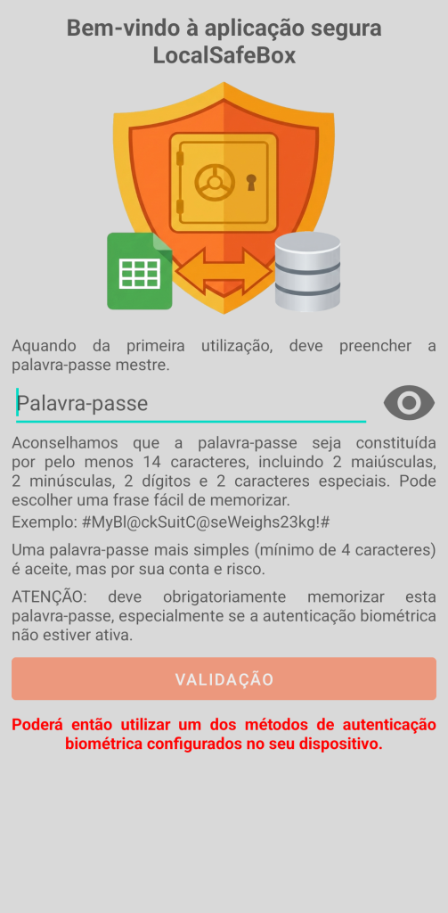 LocalSafeBox - Autenticação inicial