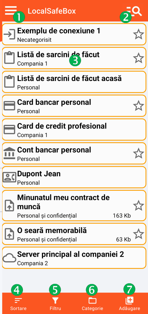 LocalSafeBox - Ecran principal