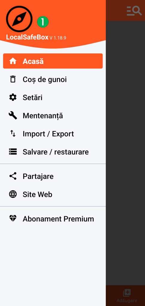 LocalSafeBox - Meniu principal