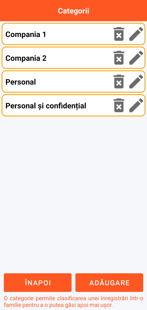 LocalSafeBox - Gestionarea categoriilor
