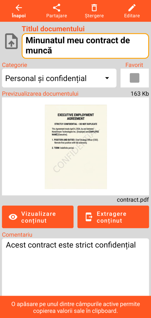 LocalSafeBox - Consultarea unui Document care conține un fișier PDF