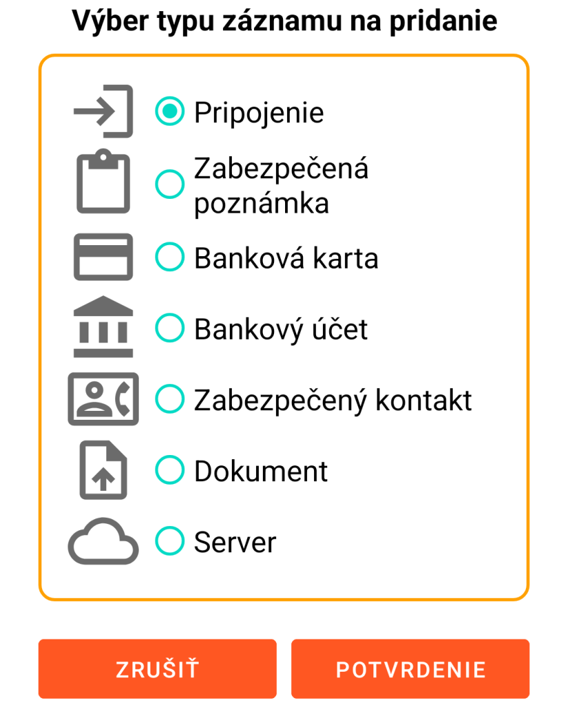 LocalSafeBox - Pridanie záznamu