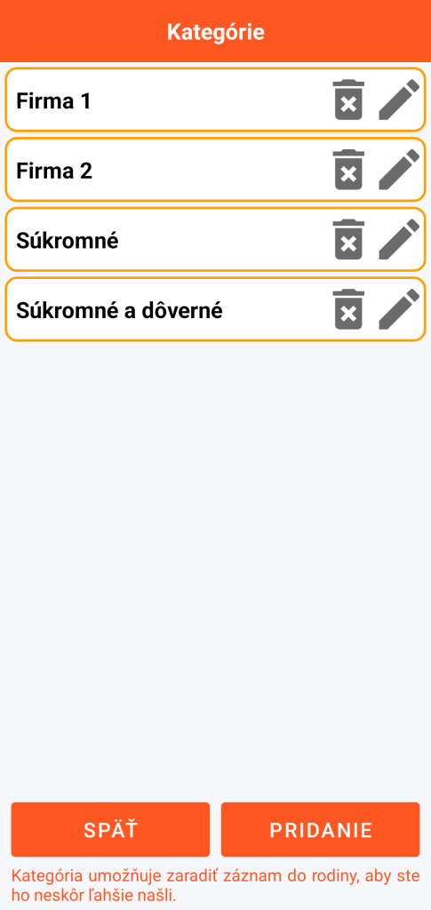 LocalSafeBox - Správa kategórií