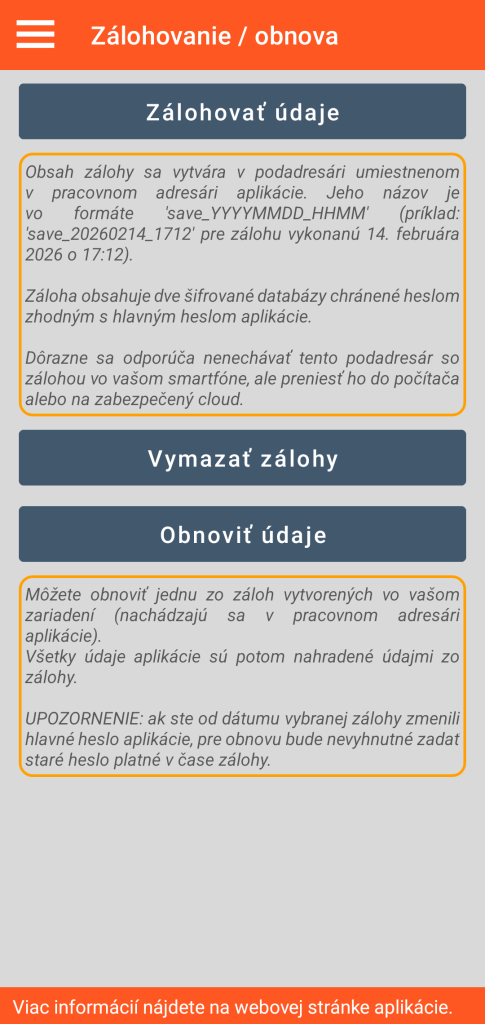 LocalSafeBox - Správa záloh a obnovení