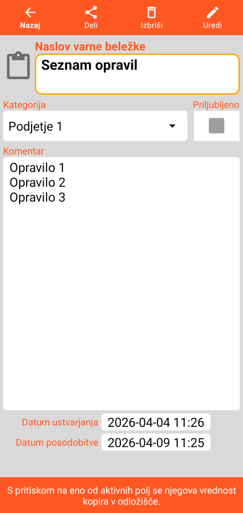 LocalSafeBox - Pregled varne opombe
