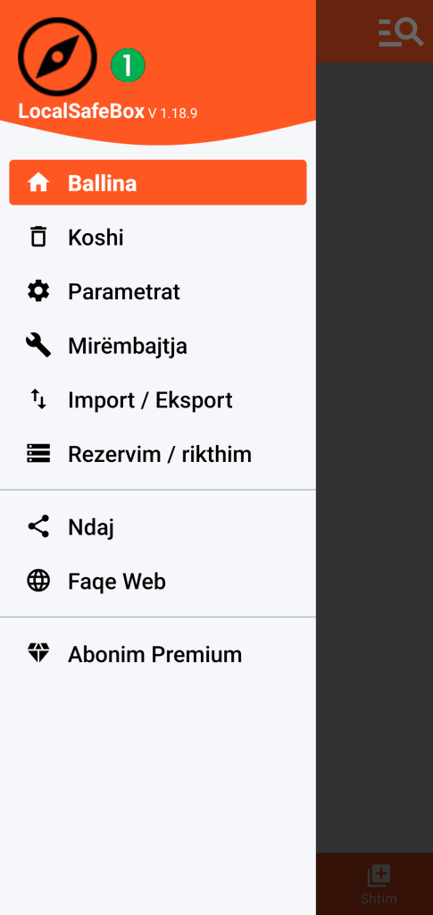 LocalSafeBox - Menuja kryesore