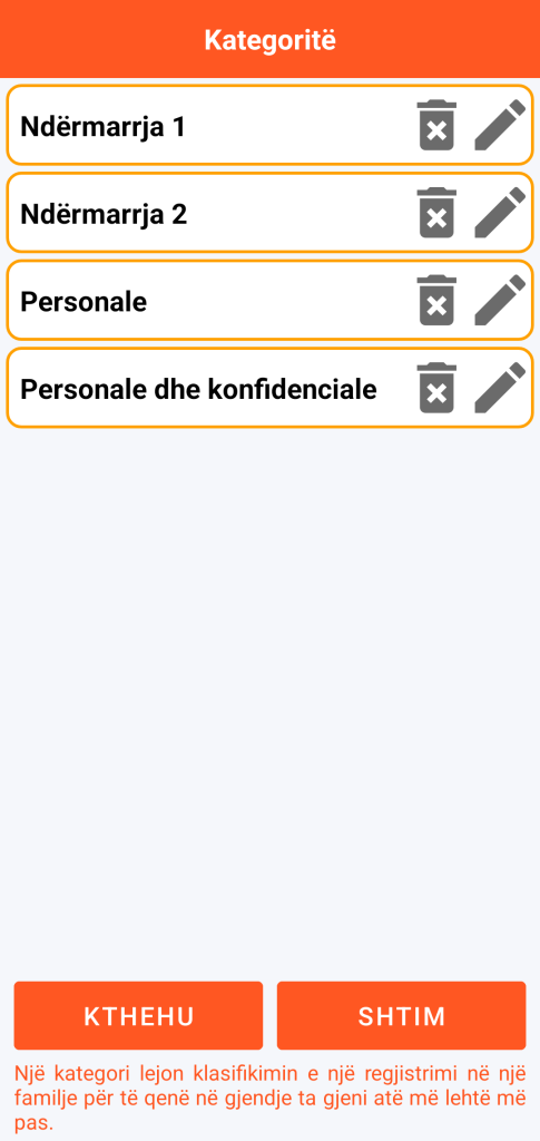 LocalSafeBox - Menaxhimi i kategorive