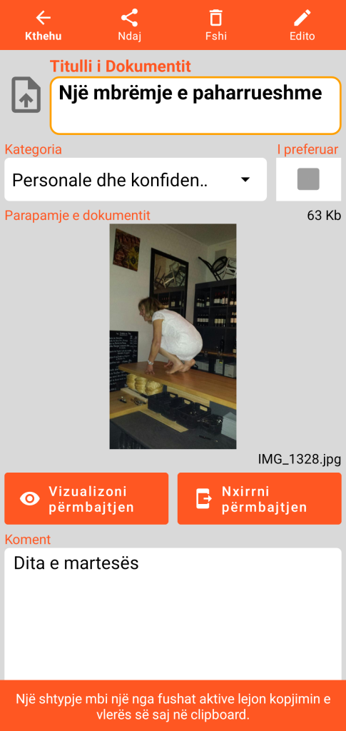 LocalSafeBox - Konsultimi i një Document që përmban një fotografi
