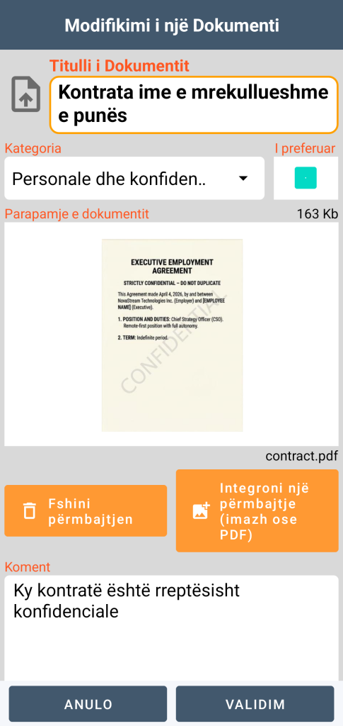 LocalSafeBox - Redaktimi i një Document që përmban një skedar PDF