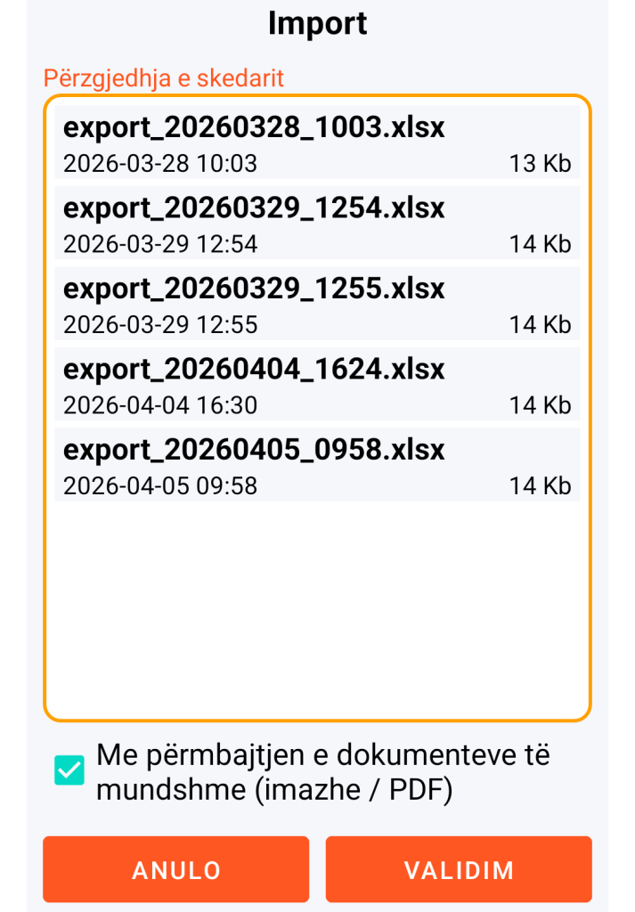LocalSafeBox - Menaxhimi i skedarit XLSX për importim
