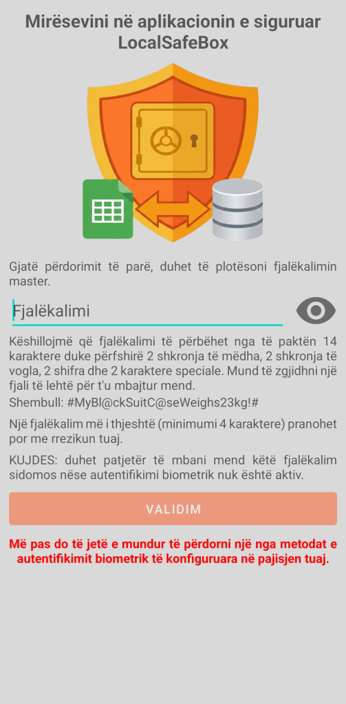 LocalSafeBox - Autentifikimi fillestar