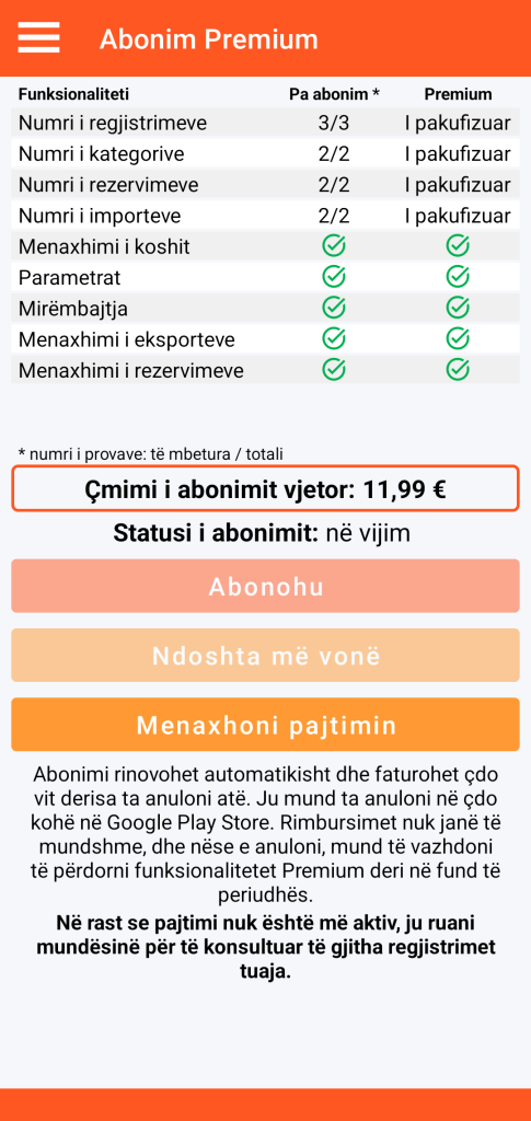 LocalSafeBox - Menaxhimi i abonimit Premium