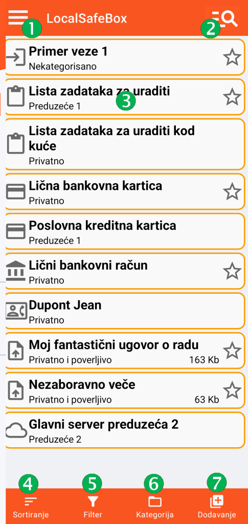 LocalSafeBox - Glavni ekran